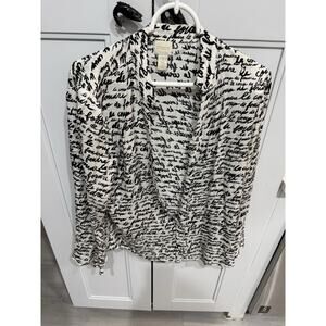 Chicos Love At First Sight Top Long Sleeve Poet Sleeve Button Up Chicos 2 - L